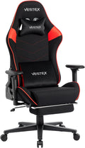 VESTEX VES-S2FTRD S2 Series Gaming Chair with Footrest, Red, High Water Repellent Mesh Fabric, Pocket Coil, Low Seat, Lumbar Support with Vibration Function, Back Pocket, 3D Wide Arm,
