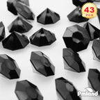 PMLAND 40+ Pieces Large Acrylic Diamond Crystals Gems Treasure Gemstones for Table Scatters Vase Fillers Decoration Party Treasure Hunting Arts and Crafts - Black