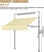 Retractable Patio nings - Adjustable Height No Drilling Installat Suitable for Any Window/Door - 400CM/157.5in Outdoor Sune Soluts