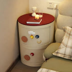 Minimal Style Bedside Table, Stylish Round Storage Cabinet, Creative Plastic Side Table with Doors, Atmospheric Multi-Layer Bathroom Storage Cabinet(White,58cm/22.8in)