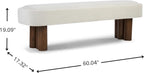Christopher Knight Home Damas 60.04" Fabric Upholstered Dining Bench, Wooden Entryway Bench, Long Sofa Footstool for Living Room, Bedroom End of Bed Bench, Milky White+Walnut