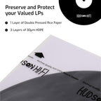 Hudson Hi-Fi Anti-Static Vinyl Record Sleeves - Durable Clear Disc Sleeves- Protect Your LP Albums from Scratches, Dust & Dirt - Acid-Free Rice Paper Disc Covers, 50x Inner Sleeves