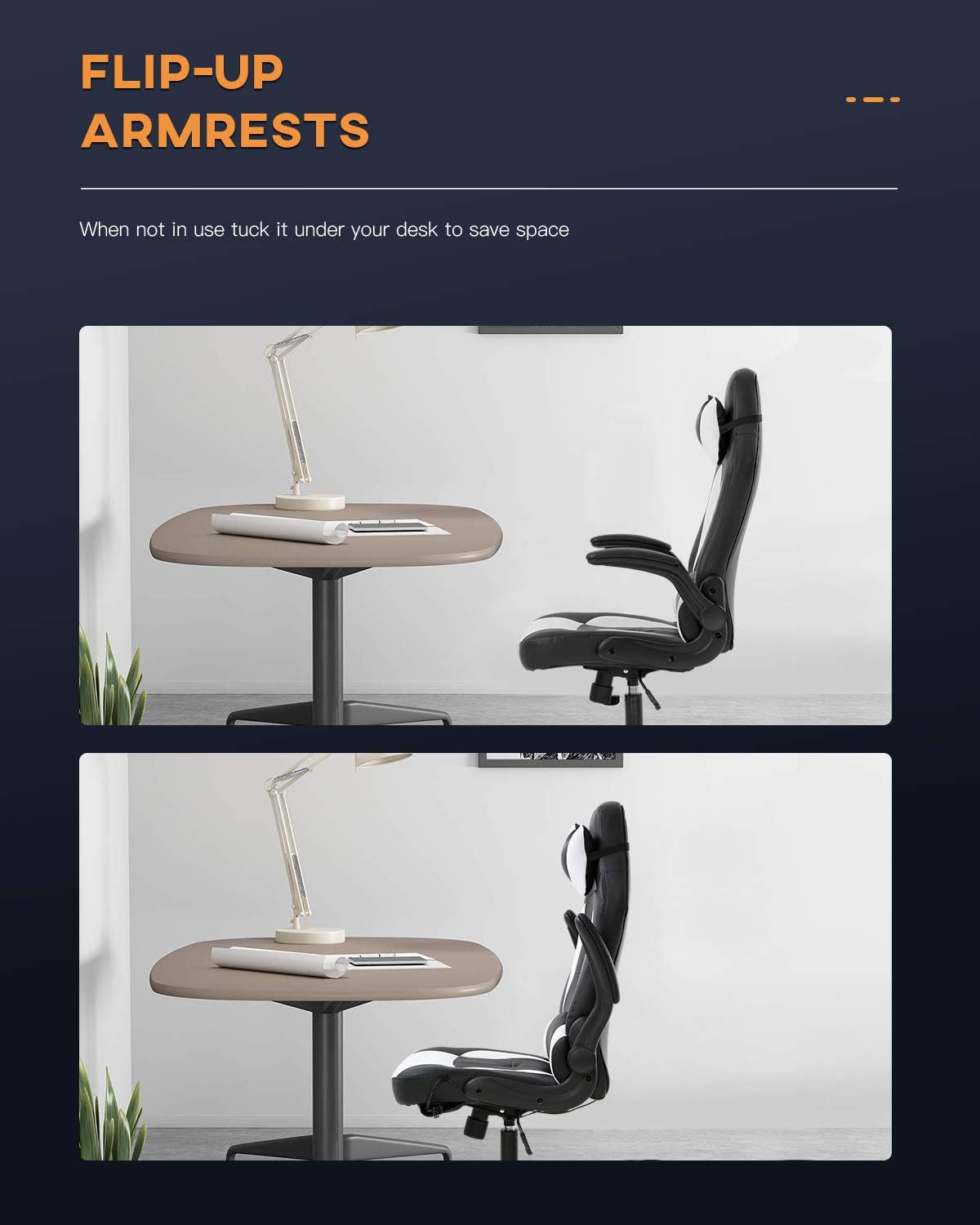 Vnewone Computer Gaming Chair Office PC Ergonomic Executive Desk Racing Rolling Swivel Task PU Leather with Lumbar Support Headrest Adjustable Armrest Massager, White