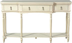 Christopher Knight Home Cally Wood Console Table with Drawers & Bottom Shelf, Narrow Entryway Table with Turned Roman Legs, Traditional Rectangular Wall Table for Living Room Study Hallway, White