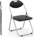 POWERSTONE Folding Chairs 2 Pack 300-Pound Capacity, Sturdy Metal Foldable Chairs, PU Leather Padded Folding Chairs Set of 2 Assembled for Meeting Room Classroom Restaurant and Patio