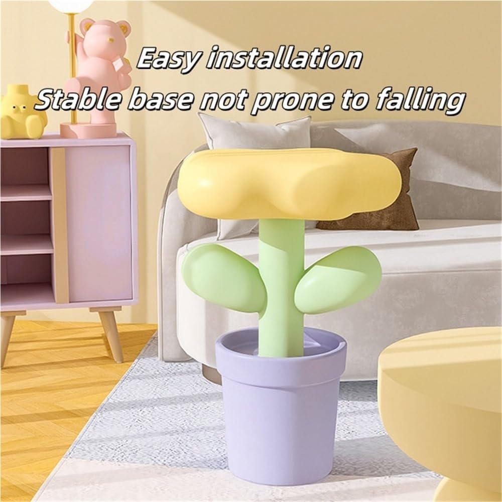 Creative Resin Flower-Shaped Side Table, Distinctive End Table for Apartment Decor, Funky Coffee Table, Cute Small Nightstand for Bedroom, Living Room(Yellow)