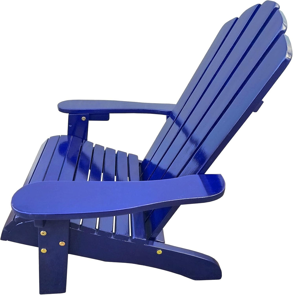 Gecheer Outdoor or Indoor Wooden Kids Adirondack Chair in Blue – Sturdy Poplar Wood, Wide Seat & Armrests, Easy Assembly, for Patio Porch Deck Garden or Poolside – Weight Capacity 110 lbs