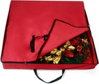 Pop Up Christmas Tree Bag - 34" Square Pre-lit Container Oxford Polyester - Reinforced Wide Handle & Dual Zipper - Fit 5-6.5 Feet Pull Up Tree (Red)