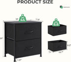 Fabric Dresser 2 Drawers, Nightstands with Adjustable Feet, End Table Set of 2
