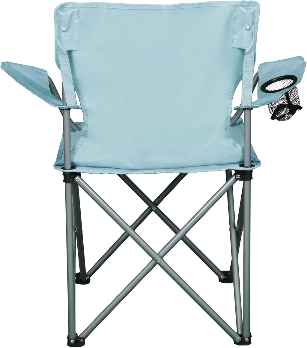 Four-Fold Camping Chair with Cup Holder, Vintage Blue