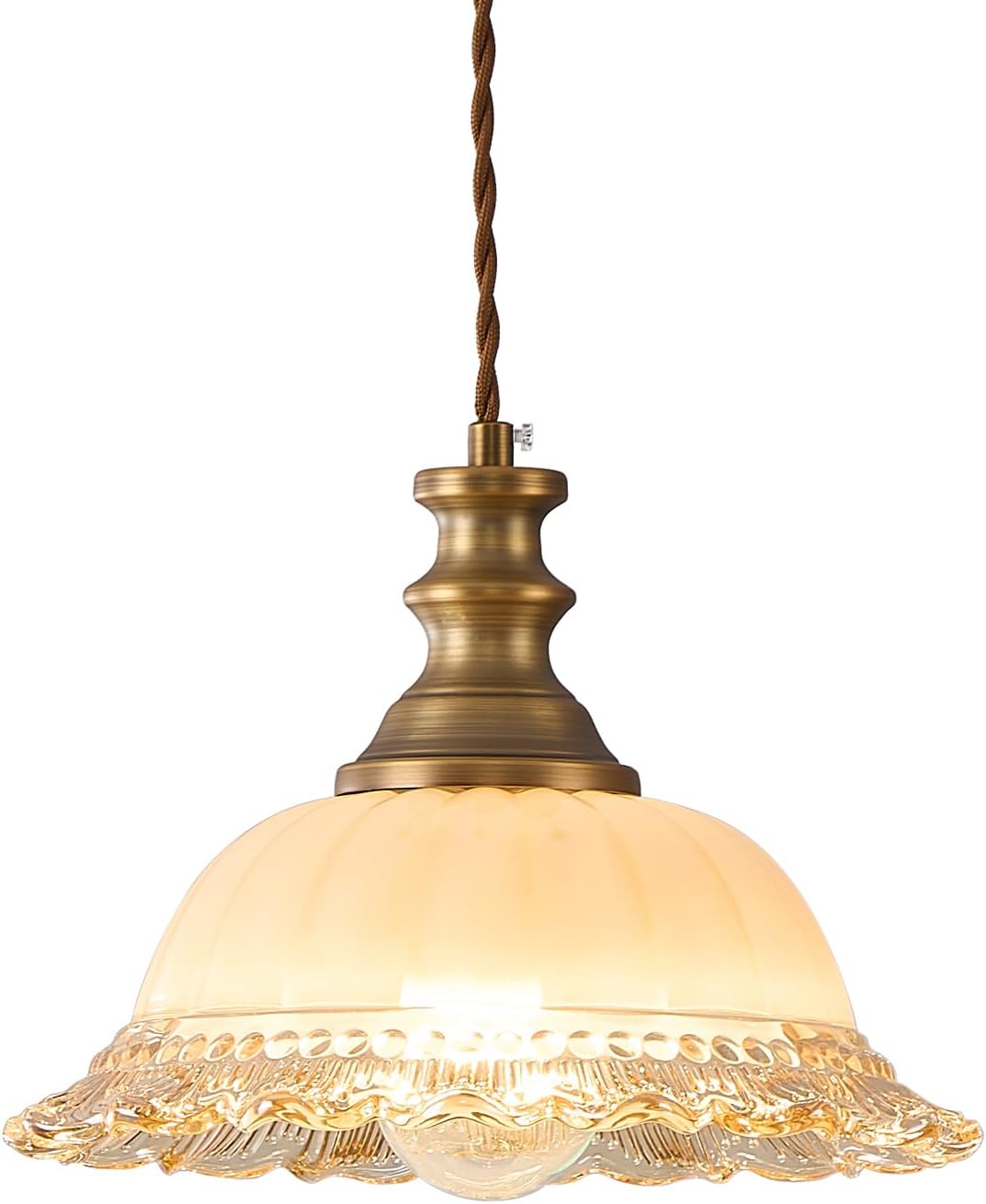 HDDFL Glass Pendant Lights Modern Pendant Lighting Fixtures Hanging Lamp for Kitchen Island Bedroom Dining Room Coffee Shop Hallway Brown and Brass