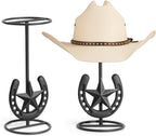 Cowboy Hat Stand, Hat Display Stand Tabletop, Western Horseshoe Decor, Cowboy Hat Rack, Cowboys Gifts for Men, Western Stuff, Desk Hat Rack for Fedora, Sun Hats, Straw Hats, Iron, Black, 2 Packs
