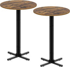 YATINEY Round Bar Table Set of 2, Counter Height Pub Table, Bar Height Cocktail Table, Versatile Use, for Dining Room, Kitchen, Bar, Pub, Cafe, Rustic Brown and Black BT10L2BR