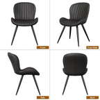 Dining Chairs Set of 2 Modern Fabric Dining Room Chairs Upholstered Dining Chairs with Thick Cushions Metal Legs Armless Back Chair for Kitchen and Living Room Ink Black