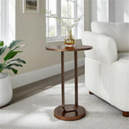 Pemberly Row Contemporary Round Accent Table, Antique Bronze Metal Finish, 15.75" Diameter x 22.5" H, Open Oval Pedestal Design, Compact Durable Side Table for Living Room or Bedroom Decor