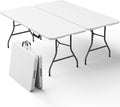 2 Pack Folding Table 6ft - Heavy Duty Plastic Table with Handle, Foldable & Portable, Fold-in-Half Utility Tables for Outdoor, Dining, Wedding, Events, Indoor, Picnic, Camping, Party(White)
