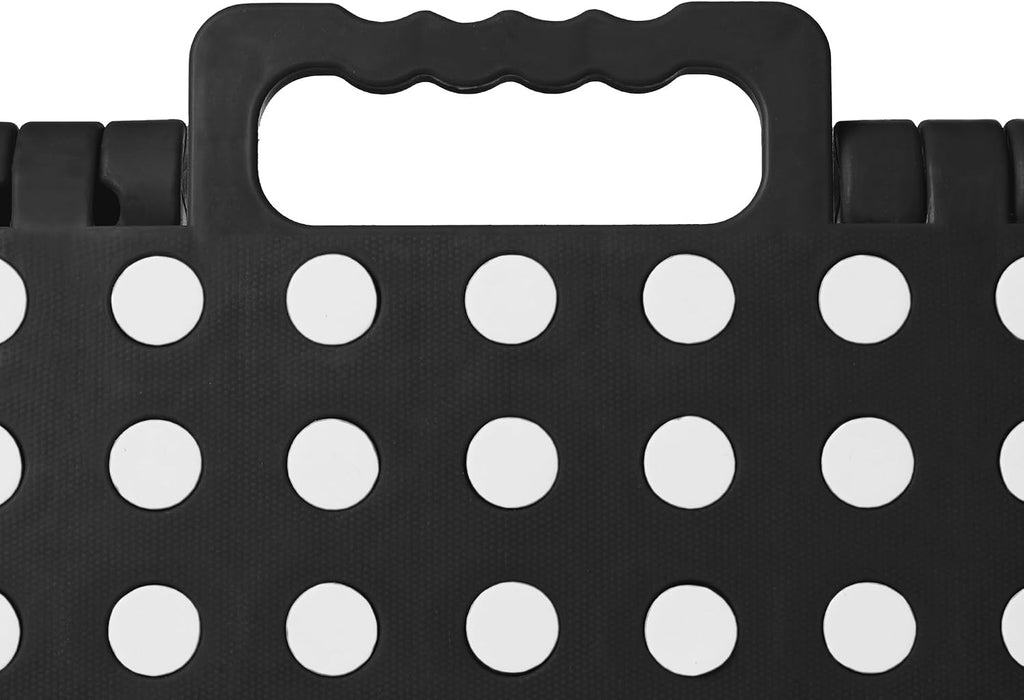 Casafield 11" Folding Step Stool with Handle, Black - Portable Collapsible Small Plastic Foot Stool for Kids and Adults - Use in the Kitchen, Bathroom and Bedroom
