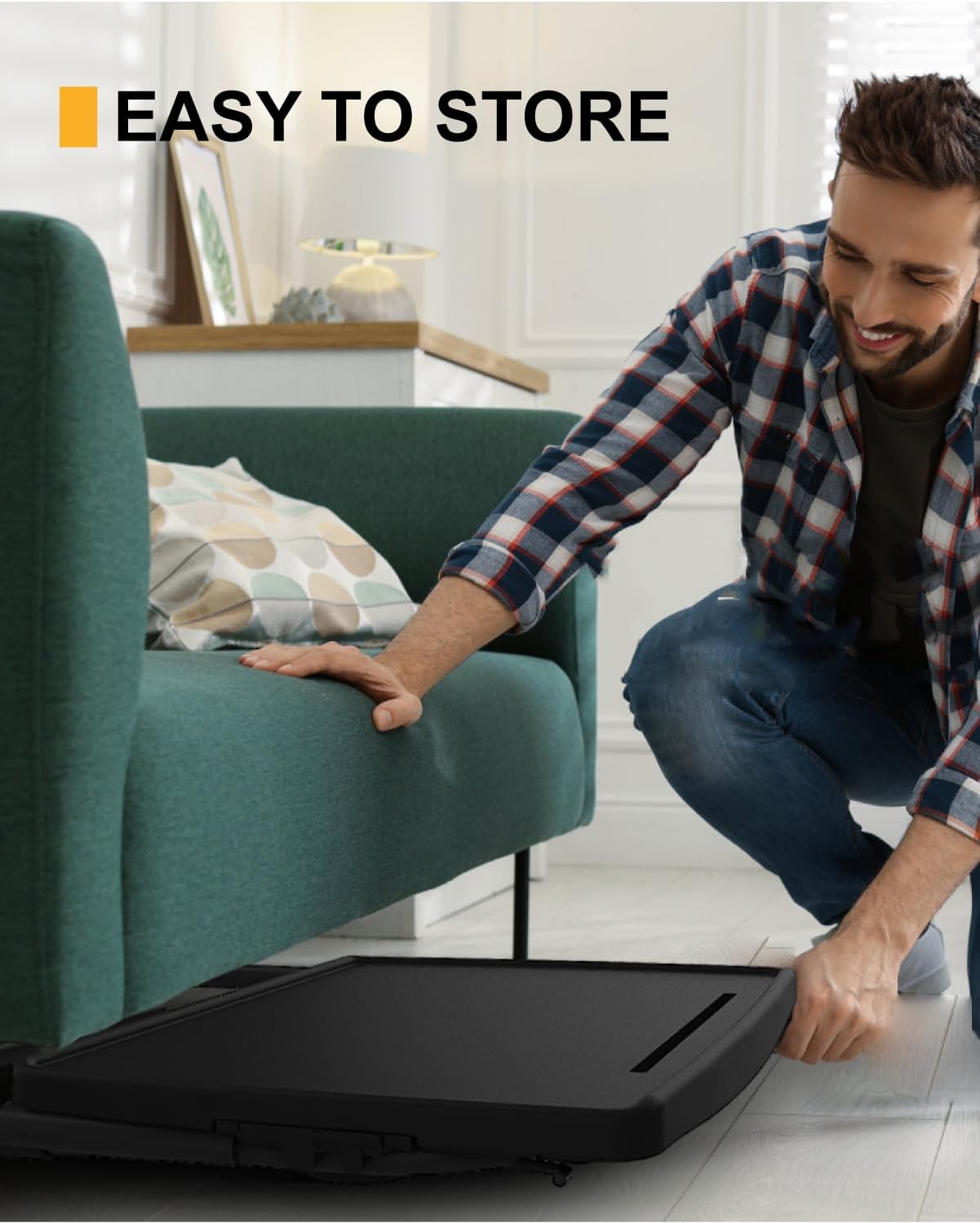 TV Tray Table, XL PRO TV Dinner Tables, 16.9 x 22 x 29.1inch Folding Desk with Cup Holder and Tablet Slot, Adjustable Couch Desk with 6 Height & 3 Tilt Angle Adjustments, Laptop Desks, Black