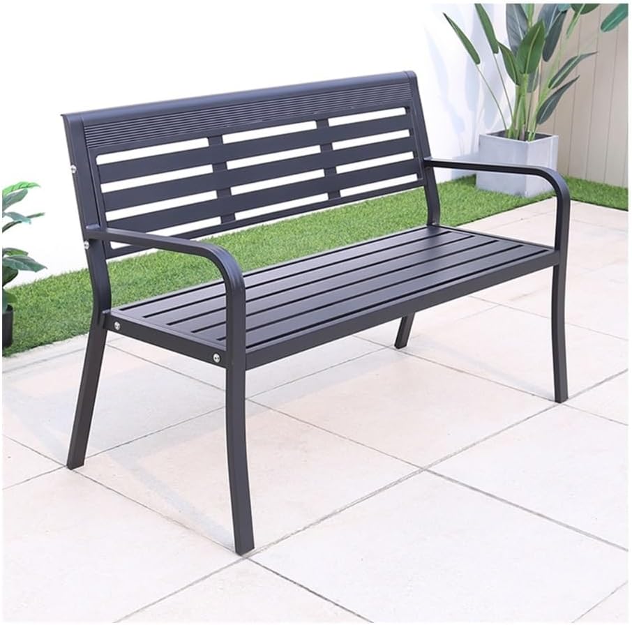 Outdoor Bench, Cast Aluminum Park Bench - Outdoor Backrest Garden Bench for Patio, Yard Garden Bench(Green)