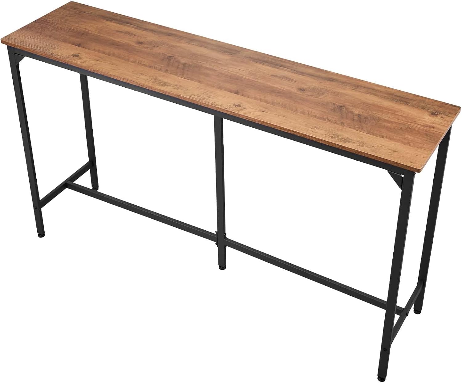 VEVOR Bar Table, Sturdy Metal Frame High Top Pub Table, Small Kitchen Dining, Cocktail Coffee Counter Bar Height Desk, Easy to Assemble, 63x16x36 in, for Living Room Party, Brown