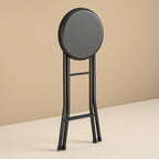 Folding Bar Stool, 24 Inch Height, Padded Vinyl Seat, Metal Frame, Black, Portable