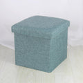 Small Storage Ottoman Foldable Cube Stool,Square Foot Rest Stool for Living Room Bedroom,Toy Box Storage Chest Collapsible Padded Seat Ottoman (Dark Green,12x12x12inch)