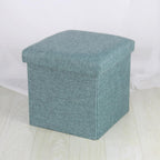 Small Storage Ottoman Foldable Cube Stool,Square Foot Rest Stool for Living Room Bedroom,Toy Box Storage Chest Collapsible Padded Seat Ottoman (Dark Green,12x12x12inch)