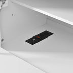 78 Inch Kitchen Pantry Cabinet with Power Outlet, White | White P2 MDF, kitchen or dining room, power outlet, USB ports, glass doors, drop-down surface, 3 drawers, adjustable shelves