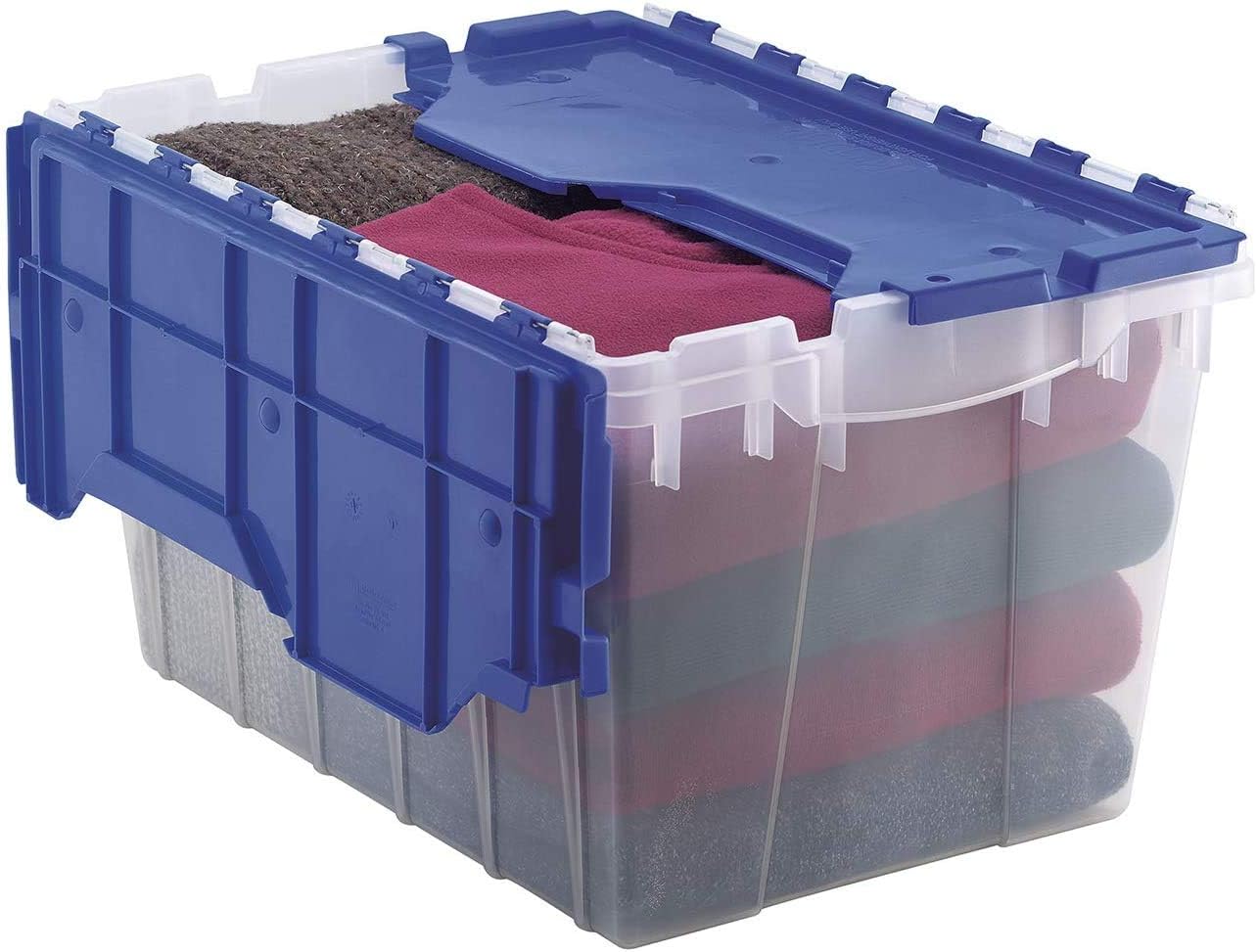 Akro-Mils 66486 CLDBL 12-Gallon Plastic Storage KeepBox with Attached Lid, 21-1/2-Inch by 15-Inch by 12-1/2-Inch, Semi Clear