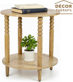 Decor Therapy Stafford Round Side Table, Seadrift Two-Tier Modern End Table with Spindle Legs, Easy Assembly