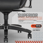 Sharper Image SGX300 Faux Leather Ergonomic Racing Gaming Chair, Black