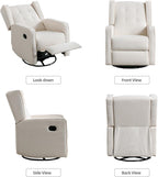 CANMOV Swivel Rocker Recliner Chair Set of 2, Nursery Glider Chair, Nursery Rocking Chairs, Manual Reclining Chair, White