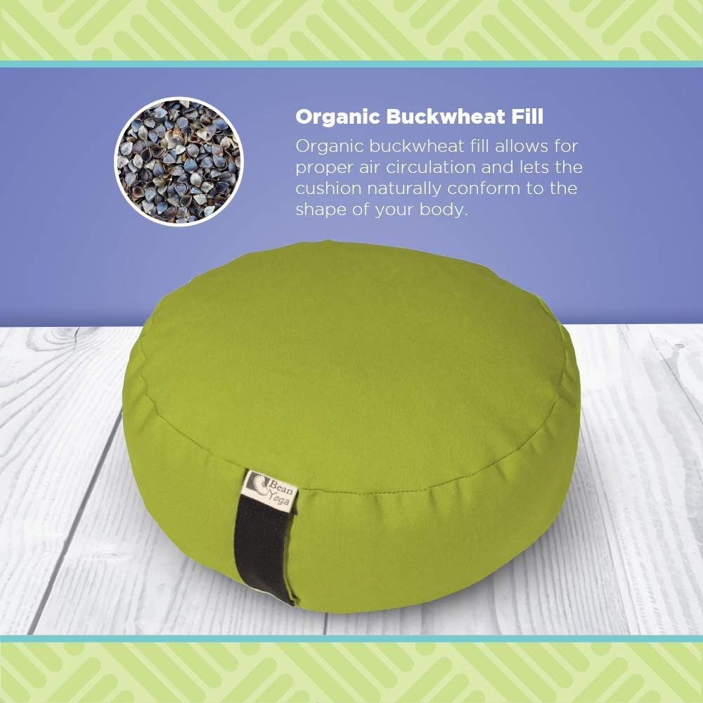 Bean Products Hemp Zafu Meditation Cushion for Sitting on Floor, Hemp Yoga Pillow, Zafu Meditation Pillow, Zen Seiza Kneeling Prayer Pad Support - Made in USA - Round Natural