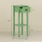 Green MDF Side Table with Storage