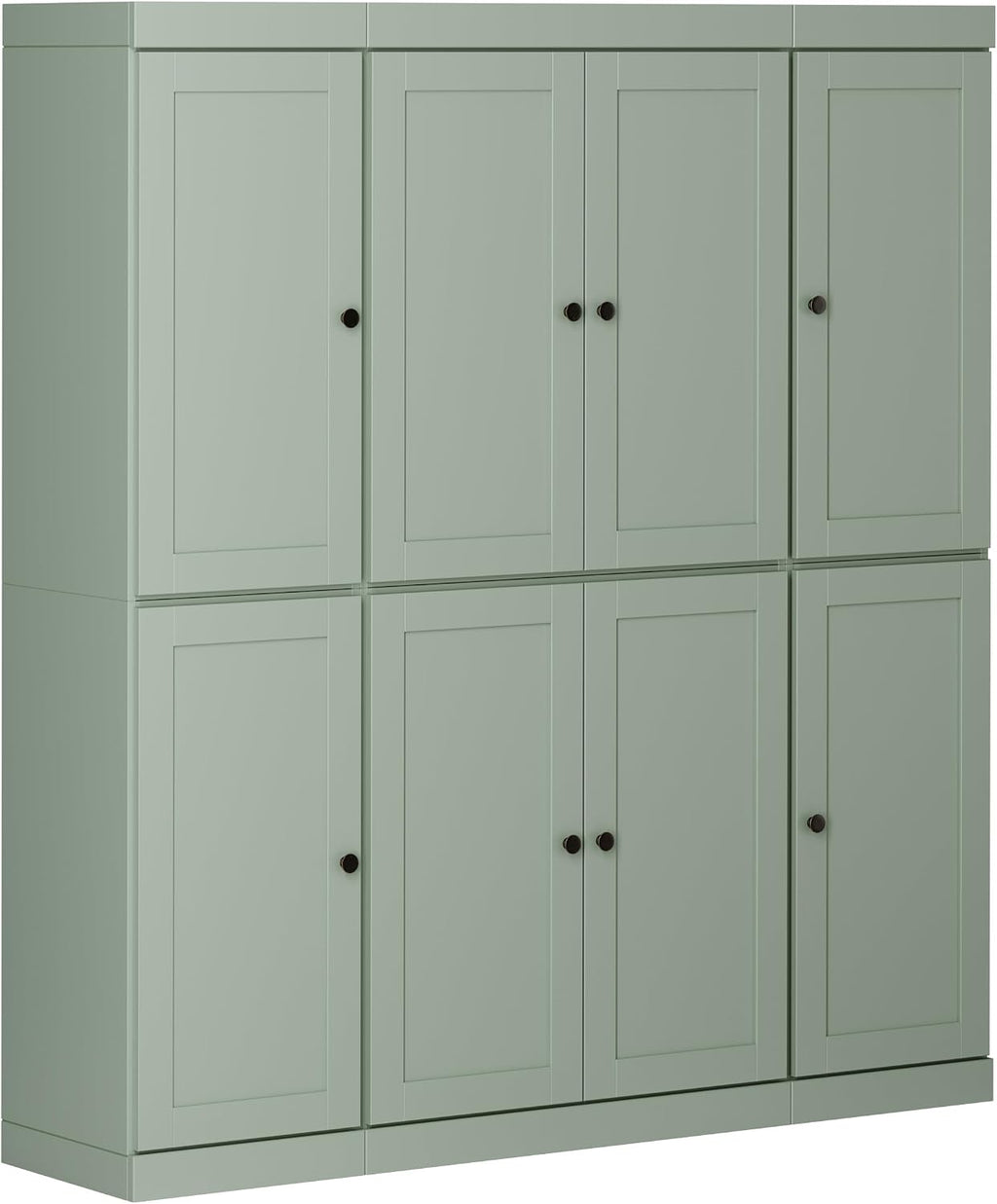 Palace Imports Solid Wood Pantry Cabinet – 71.5" Tall x 65" Wide - Wooden Storage Cabinet w/ 8 Shaker Doors, 2 Drawers, 12 Adjustable Shelves - Kitchen Cupboard - Sage, 100% Eco-Friendly Pine Wood