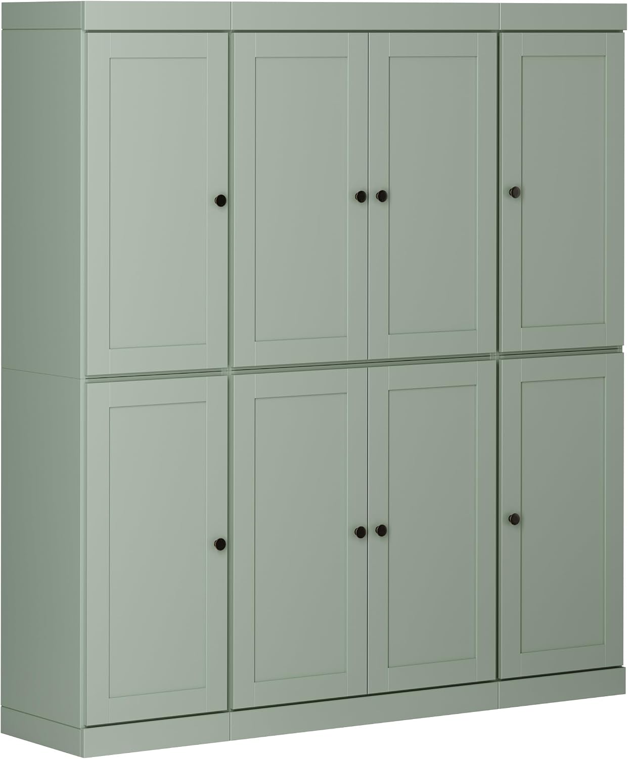 Palace Imports Solid Wood Pantry Cabinet – 71.5" Tall x 65" Wide - Wooden Storage Cabinet w/ 8 Shaker Doors, 2 Drawers, 12 Adjustable Shelves - Kitchen Cupboard - Sage, 100% Eco-Friendly Pine Wood
