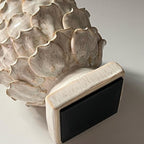 White Ceramic Artichoke Statue | Unique Artisanal, Decorative Sculpture, For Living Room, Office, Bookshelf