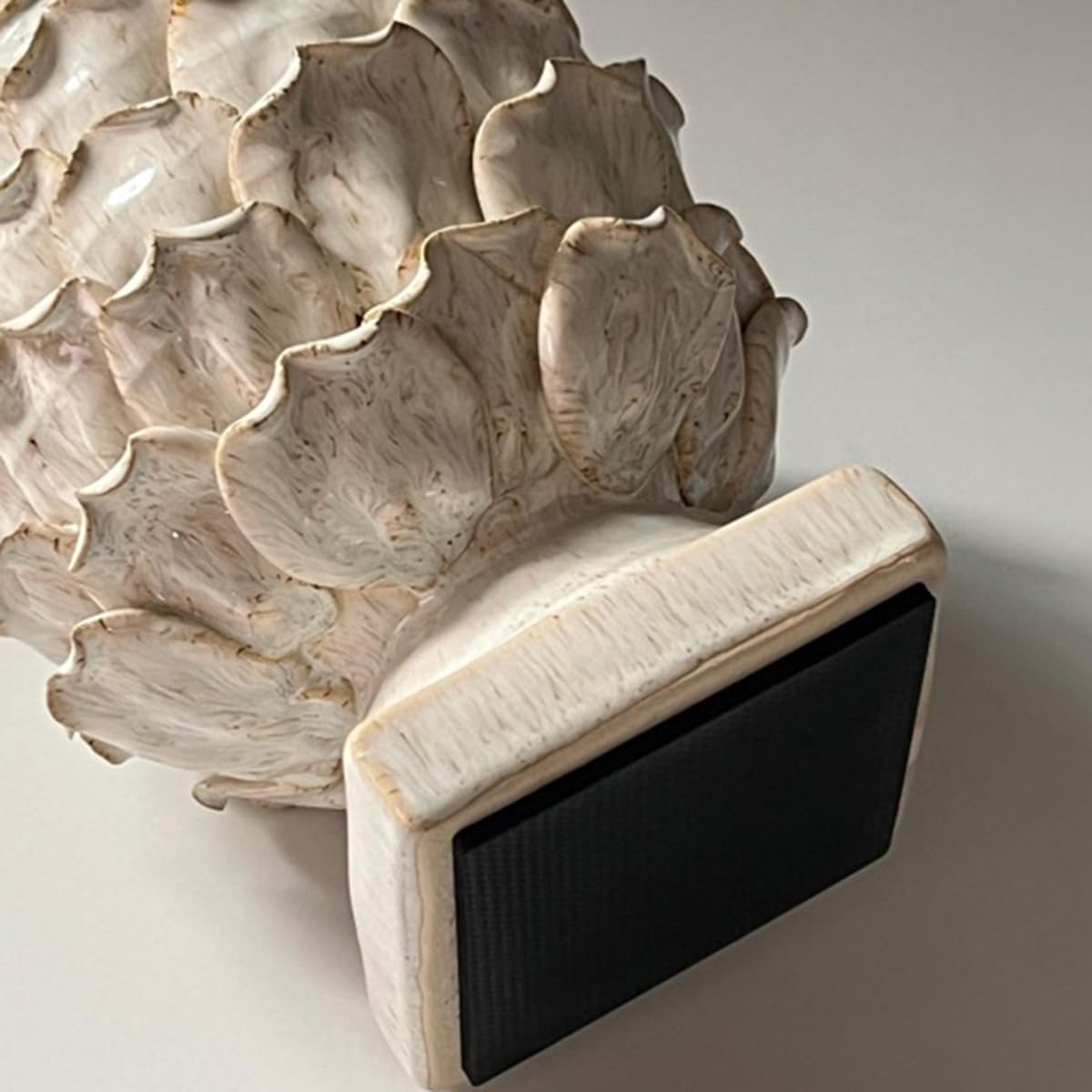 White Ceramic Artichoke Statue | Unique Artisanal, Decorative Sculpture, For Living Room, Office, Bookshelf