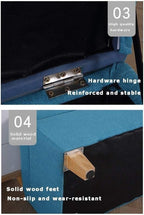 Linen Fabric Footstool Storage Upholstered Ottoman Pouffe Stool Change Shoe Footrest Wooden Legs for Living Room Bedroom Light Blue (120 * 40 * 42cm) (Color : Beige, Size : 120 * 40 * 42cm)