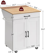 MAHANCRIS Kitchen Island on Wheels with Drop Leaf, Folding Countertop Kitchen Island Cart, Kitchen Island Table with Towel Rack, Drawer, for Kitchen, Dining Room, White and Natural KINW12501
