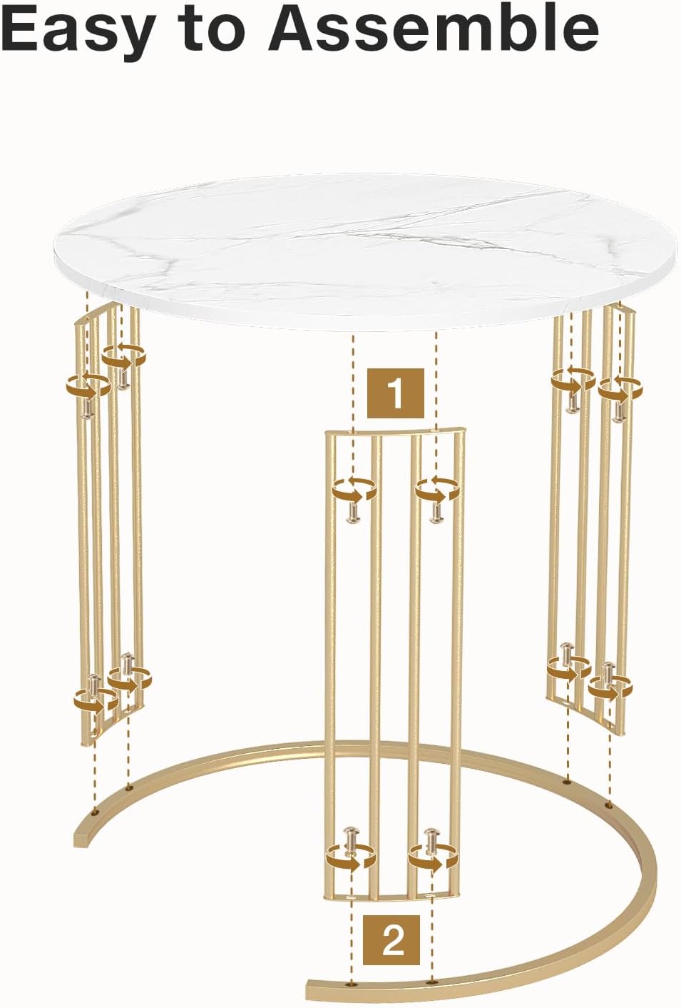 Nesting Coffee Table Set of 2, Round Table, Morden End Side Table Night Stand for Bedroom Dining Room (Marble White)