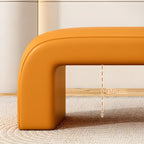 Modern Rectangular Entryway Hallway Shoe Benches, Narrow Upholstered Creativity Wood Bedroom Bench Seating, Upholstered End of Bed Bench (Orange-Leather, 39.4" L x 16" W x 18" H)
