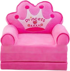 Kids Couch Fold Out Cute Foldable Toddler Chair for Living Room Playing Room Pink, Pink