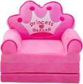 Foldable Sofa Toddler Chair Couch Convertible Kids Armchair Mini Bed with Comfortable Velvet Latex Filling Suitable for Children's Room Nursery K, Pink