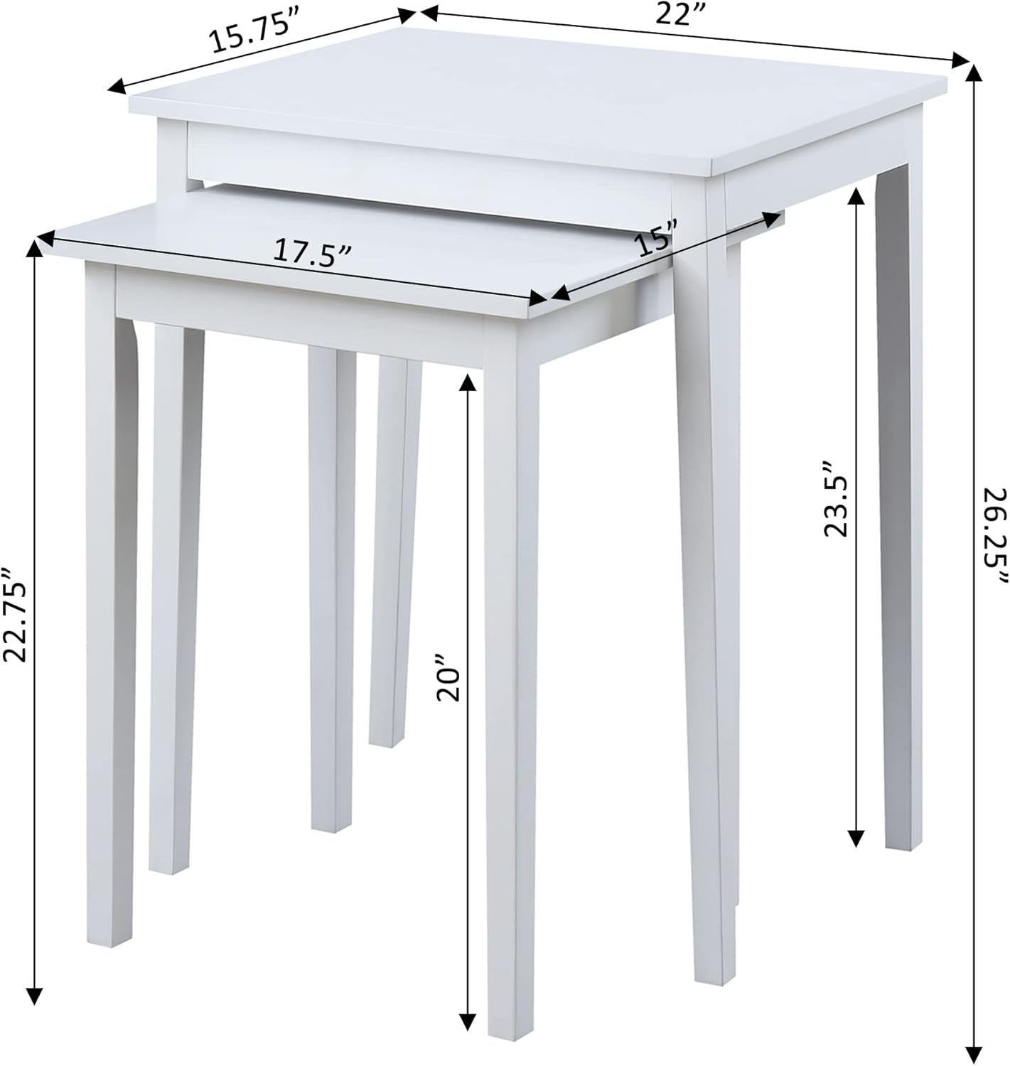 Convenience Concepts American Heritage Nesting End Tables, White
