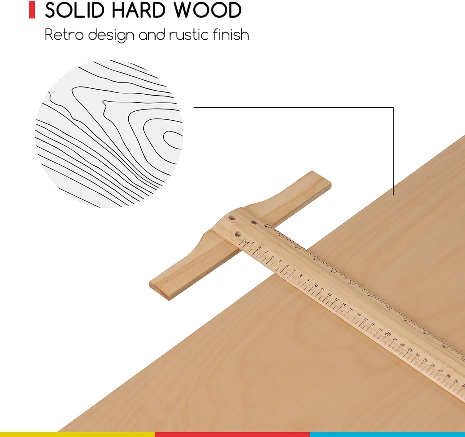MEEDEN Wood Drafting Table & Stool Set,Artist Stool and Craft Table with Adjustable Height,Tiltable Tabletop for Artwork, Graphic Design, Reading, Writing
