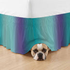 Teal Purple Ombre Bed Skirt King Size 18 Inch Drop, Wrap Around Bed Skirts, Modern Art Abstract Aesthetics Elastic Bedskirt Pleated Bed Frame Cover Luxurious Dust Ruffle for King Bed