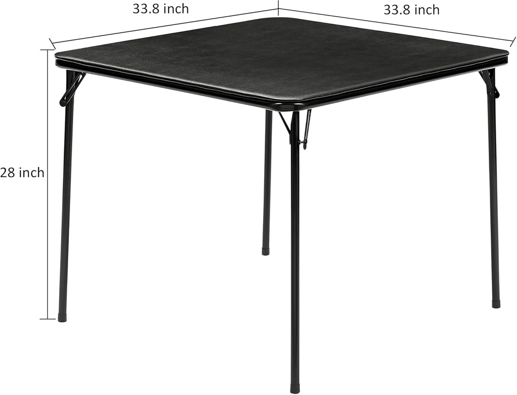 VECELO 34'' Folding Card Table Square with Soft Padded Tabletop, Portable for Dining Room, Parties, Games, Puzzles, Black
