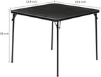 VECELO 34'' Folding Card Table Square with Soft Padded Tabletop, Portable for Dining Room, Parties, Games, Puzzles, Black