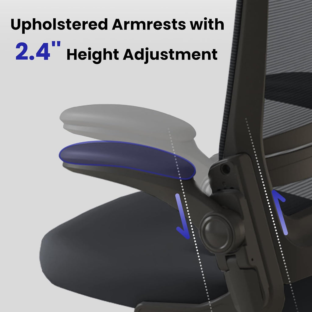Drafting Chair Tall Office Chair for Standing Desk with Up & Down Flip-Up Armrest, 9” Adjustable Height High Desk Chair with Footrest Ring, 120° Recline Mesh Ergonomic Chair, 300 lbs